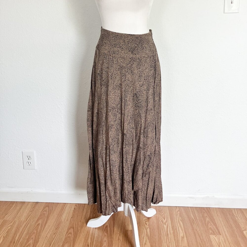 Japna flowy layered maxi skirt cheetah print brown black size medium